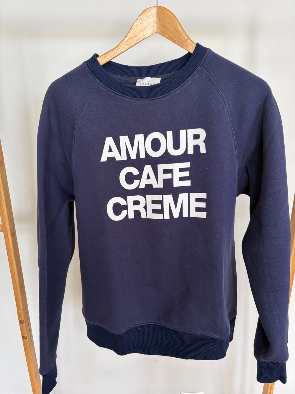 Sezane Navy 'Amour Cafe Creme' Graphic Sweatshirt